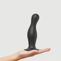 DILDO PLUG CURVY - XL, czarny silikonowy z ergonomiczną formą i przyssawką