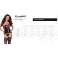 Gorset lateksowy z koronką i stringami, push-up, czarno-czerwony, Roxana 6359 S