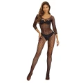 Bodystocking czarny 2048 z długim rękawem, wycięciem w kroku, rozmiar O/S