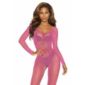 Bodystocking różowy 2061, z długimi rękawami, materiał 90% poliamid, 10% elastan