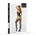 Bodystocking w kolorze czarnym 2066 z koronkowym wzorem i wycięciami na biodrach, O/S
