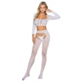 Zmysłowy bodystocking 2078, biały, elastyczny materiał, rozmiar One Size