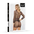 Sukienka mini czarna 3028 z długim rękawem, siateczkowa, One Size, elegancka i zmysłowa