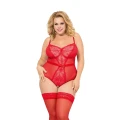 Body koronkowe Amelia, ognista czerwień, 3XL - zmysłowe i eleganckie
