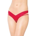 Bielizna damska - thongs 2438, czerwone M/L z kokardką i cyrkonią