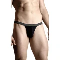 Męskie stringi z satynową kieszonką - czarne M/L, stylowe i komfortowe 4496