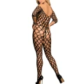 Kombinezon bodystocking OPEN COVERALL3015 BLACK z długimi rękawami i otwartym krokiem, TU