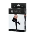 Pończochy glossy wetlook z koronką ELIZA - czarne, rozmiar S
