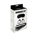 Zestaw Bondage składający się z opaski na oczy, floggera i metalowych kajdanek