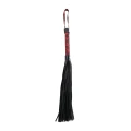 Flogger BDSM w kolorze czerwono-czarnym, długość 44 cm, skóra PU, drewno, metal bezniklowy