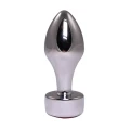 Srebrny butt plug z różowym diamentem, 7,7 cm, metal bezniklowy, elegancki design