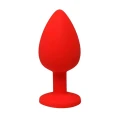 Korek analny średni czerwony z białym kryształem, silikonowy, 8 cm, elegancki i komfortowy