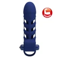Wzmacniająca nakładka na penisa z 10 funkcjami wibracji, silikonowa i elastyczna
