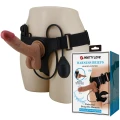 Wibracyjne dildo realistyczne z funkcją squirting, TPR, pas strap-on, BW-022103P