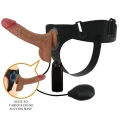 Wibracyjne dildo realistyczne z funkcją squirting, TPR, pas strap-on, BW-022103P