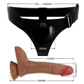 Wibracyjne dildo realistyczne z funkcją squirting, TPR, pas strap-on, BW-022103P