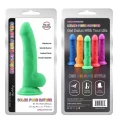 Realistyczne dildo z przyssawką, zielony, długość 21,5 cm, średnica 4 cm, liquid silicone