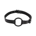 O-ring gag z czarnego metalu, regulowany pasek, 4,7 cm zewnętrzny wymiar, 68 cm długości