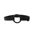 O-ring gag z czarnego metalu, regulowany pasek, 4,7 cm zewnętrzny wymiar, 68 cm długości