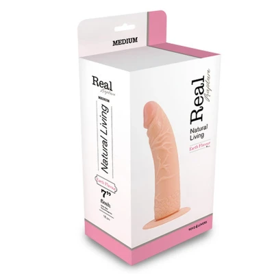 Dildo realistyczne 7" z PVC, zakrzywiony kształt, miękkie w dotyku, flesh