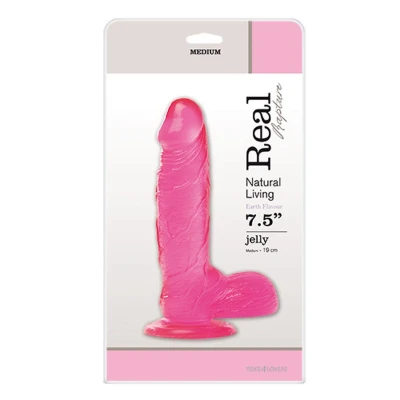 Realistyczny dildo o długości 7,5" z przyssawką, różowy, wykonane z PVC