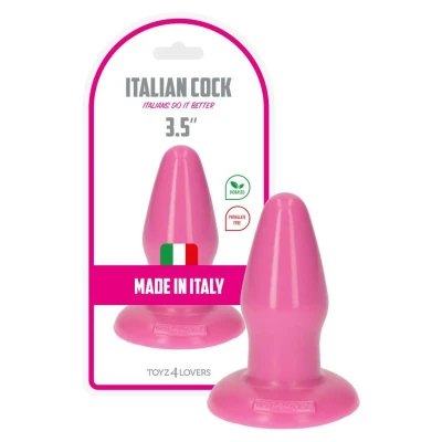 Wtyczka analna Milo Pink, 4.5 cm, PVC, z przyssawką, wysoka jakość, włoskie wykonanie