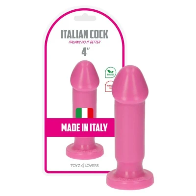 Dildo analne Gino Pink, 10,5 cm, średnica 4 cm, silikonowe, z przyssawką, włoska jakość