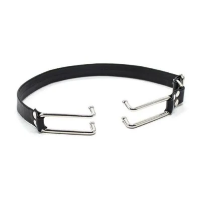 Rozszerzacz ust z metalowymi elementami, regulowany pas, kolor czarny, Toyz4Lovers