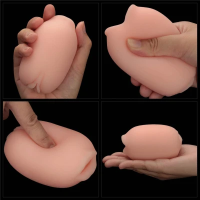 Masturbator dwustronny z wibracjami - Usta i Pochwa, TPE, 10.3 cm