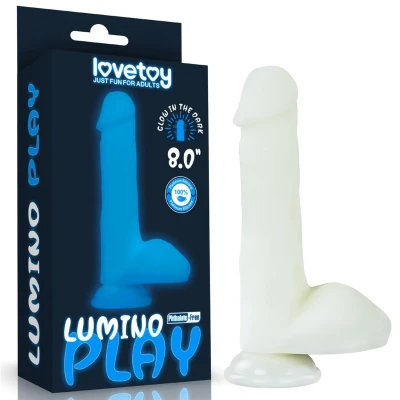 Dildo fluorescencyjne z przyssawką, realistyczna tekstura, 20,3 cm, silikon platynowy