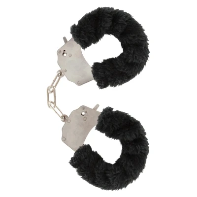 Kajdanki erotyczne z futerkiem - Furry Fun Cuffs w kolorze czarnym, regulowane