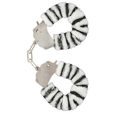 Kajdanki intymne Furry Fun z faux fur w wielokolorze, regulowane, metalowe