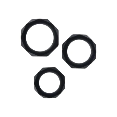 Zestaw pierścieni C Power Halo Black - regulowane c-ringi z TPE, 3 rozmiary
