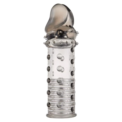 Nasadka powiększająca Power Stud Sleeve w kolorze szarym, długość 15,5 cm, elastyczna TPE