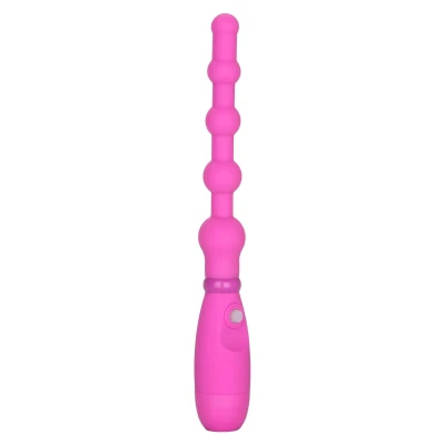 Wibrujący plug analny silikonowy Booty Flexer Pink z regulacją obrotów 14.5 cm