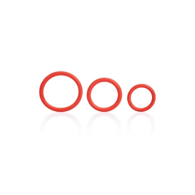 Pierścienie erekcyjne silikonowe Tri-Rings w kolorze czerwonym, 3 sztuki