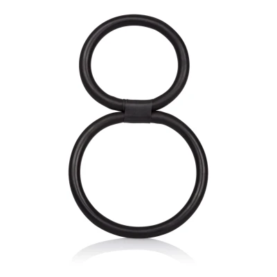 Podwójny pierścień erekcyjny Quick Release Double Helix Black 6 cm z gumy naturalnej