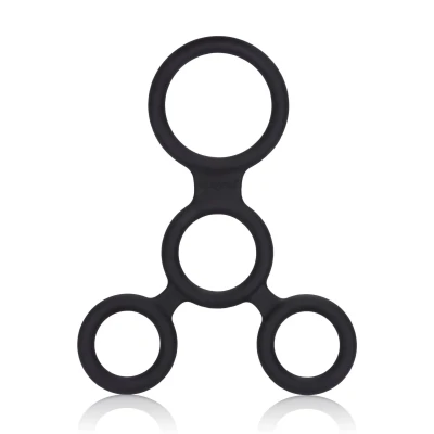Wzmacniacz erekcji silikonowy czarny z pierścieniami do intymnej przyjemności