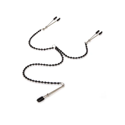 Regulowane zaciski intymne do stymulacji sutków i łechtaczki, czarne, 7 cm