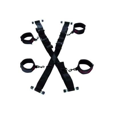 System kajdanek na drzwi Scandal - Krzyż z poliestru, regulowana wysokość, czarny