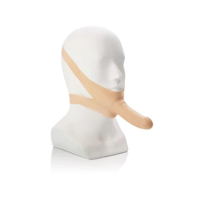 Wibracyjne dildo z kneblem w kolorze światłej skóry, 14 cm długości, lateksowe