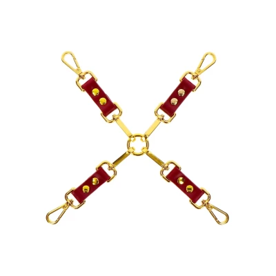 Zestaw do wiązania Hogtie w kolorze czerwonym z PU leather i metalem bez niklu, 29 cm