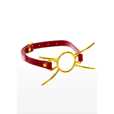 Gag otwierający usta, czerwony, z PU leather i regulacją 59 cm, BDSM