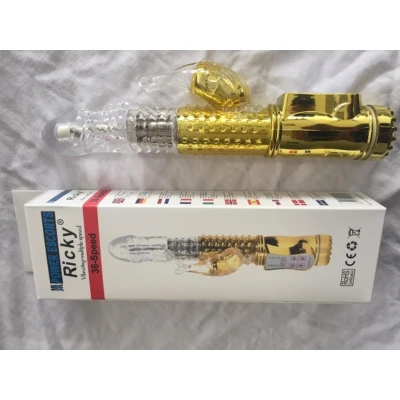 Stymulator łechtaczkowy Ricky Gold z 36 prędkościami i ergonomiczną budową 23,5 cm