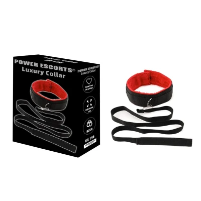 Obroża BDSM z wysokiej jakości materiałów, minimalistyczny design, czarna z czerwonymi akcentami