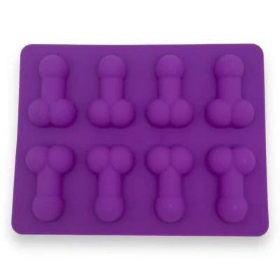 Forma do lodu Kinky Pleasure - 8 kostek, kształt penisa, kompaktowa 18 x 14 cm