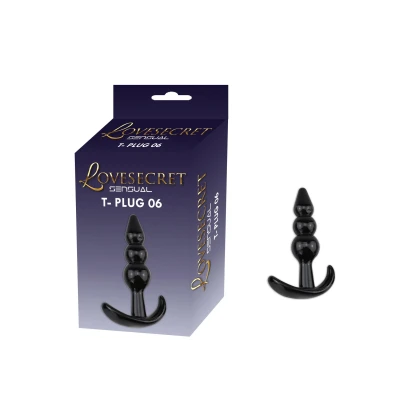 Korek analny Lovesecret Sensual T-Plug 06, ergonomiczny, czarny, dla początkujących