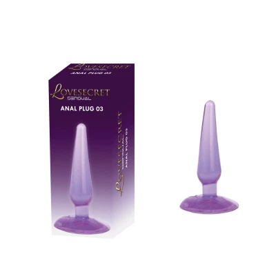 Elegancki korek analny Lovesecret Sensual LS29, fioletowy, 11 cm, z przyssawką