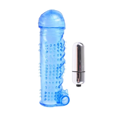 Rękaw teksturalny z wibratorem mini Bullet w kolorze niebieskim, wodoodporny, 14 cm