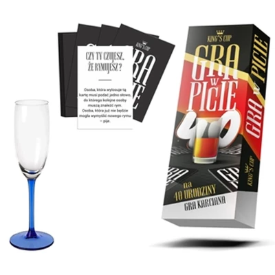 Gra towarzyska - King's Cup - Gra w picie z 52 kartami wyzwań i kieliszkiem Króla